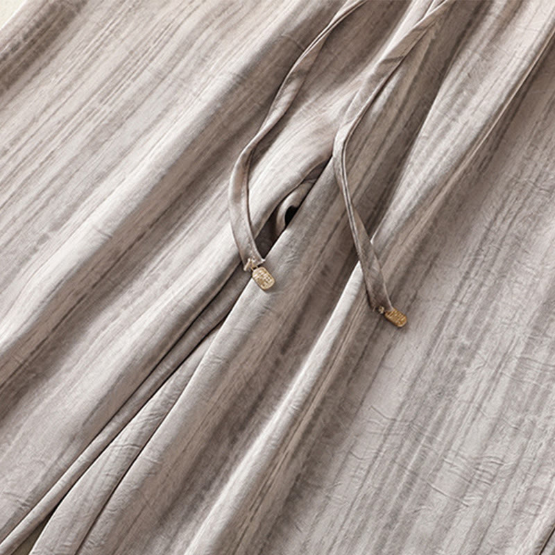 Buddha Stones Artystyczne Swobodne Pionowe Linie Wzór Ściągacz Do Kostki Spodnie Damskie Z Kieszeniami - image 21