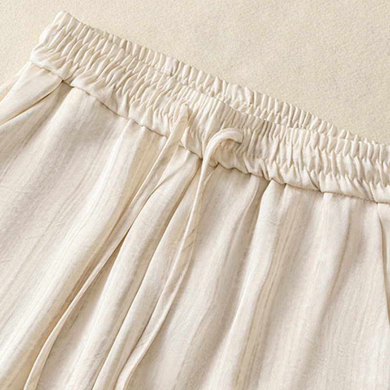 Buddha Stones Artystyczne Swobodne Pionowe Linie Wzór Ściągacz Do Kostki Spodnie Damskie Z Kieszeniami - image 2