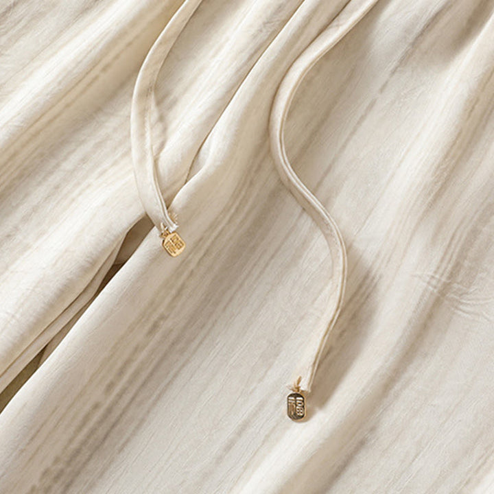 Buddha Stones Artystyczne Swobodne Pionowe Linie Wzór Ściągacz Do Kostki Spodnie Damskie Z Kieszeniami - image 3