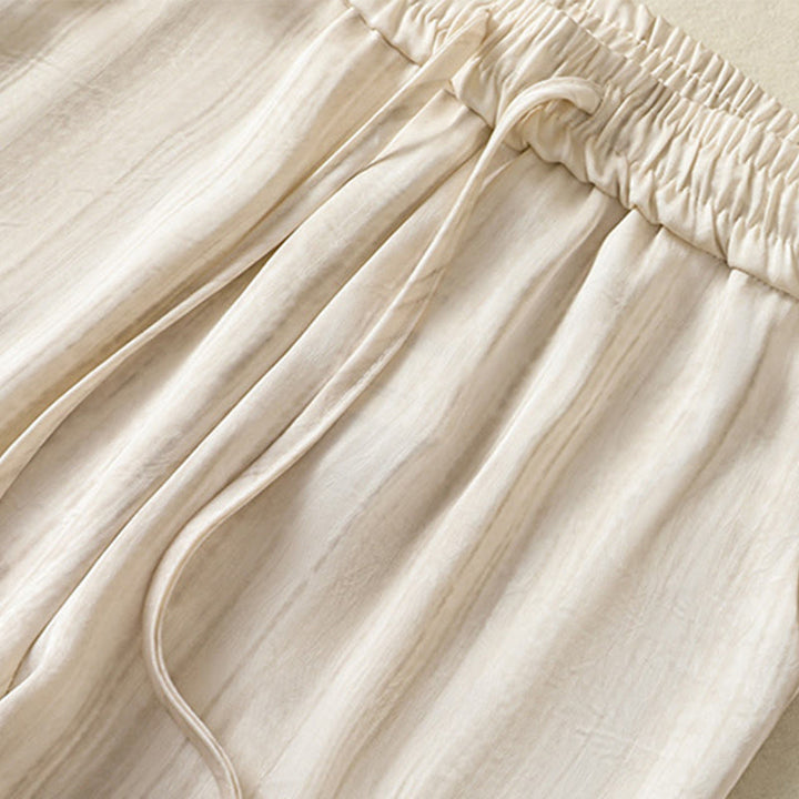 Buddha Stones Artystyczne Swobodne Pionowe Linie Wzór Ściągacz Do Kostki Spodnie Damskie Z Kieszeniami - image 4