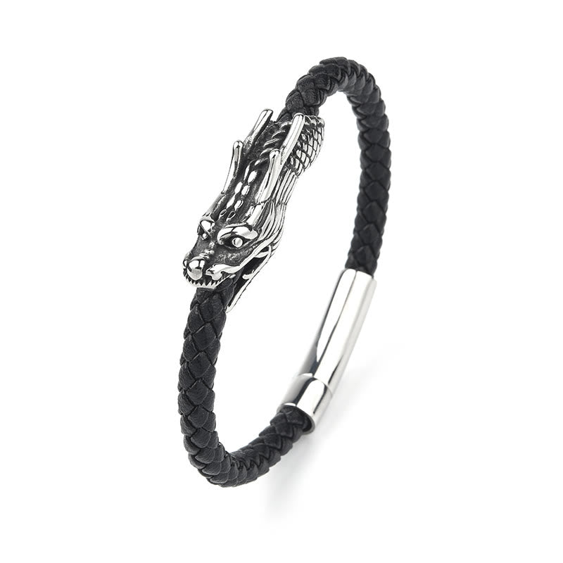 Buddha Stones Bransoleta ze stali tytanowej Dragon Leather Strength Buckle