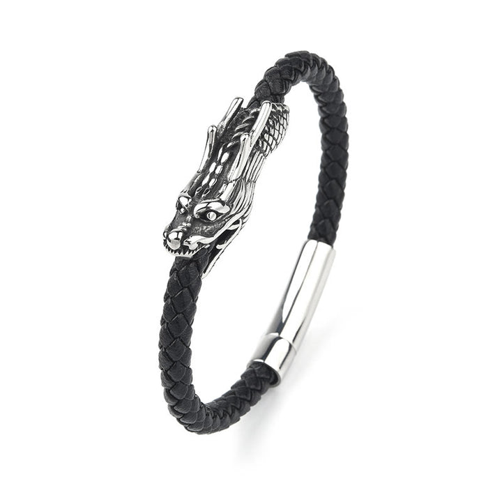 Buddha Stones Bransoleta ze stali tytanowej Dragon Leather Strength Buckle