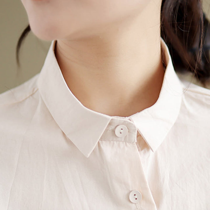 Koszula damska z haftowanym wzorem meduzy Buddha Stones Casual ze stójką i guzikami, z krótkim rękawem i bawełnianą koszulą