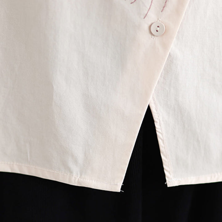 Koszula damska z haftowanym wzorem meduzy Buddha Stones Casual ze stójką i guzikami, z krótkim rękawem i bawełnianą koszulą - image 15