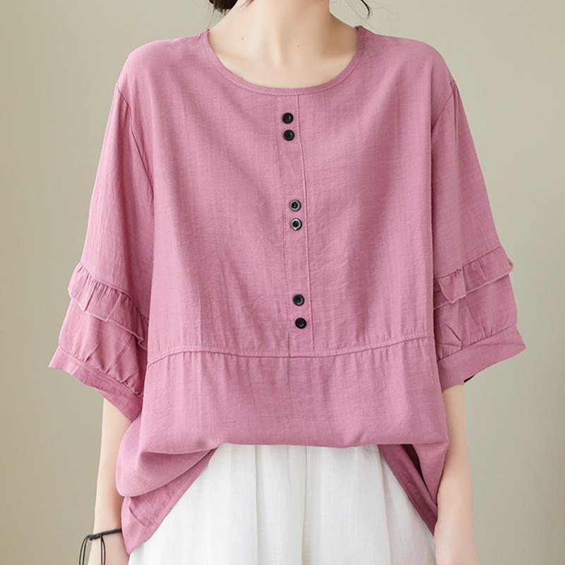 T-shirt damski z krótkim rękawem i okrągłym dekoltem z poliestru z Buddha Stones , swobodny, letni, prosty - image 9