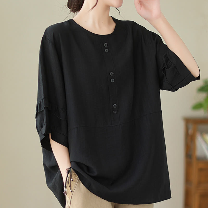 T-shirt damski z krótkim rękawem i okrągłym dekoltem z poliestru z Buddha Stones , swobodny, letni, prosty - image 18