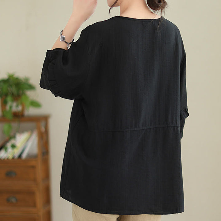 T-shirt damski z krótkim rękawem i okrągłym dekoltem z poliestru z Buddha Stones , swobodny, letni, prosty - image 19