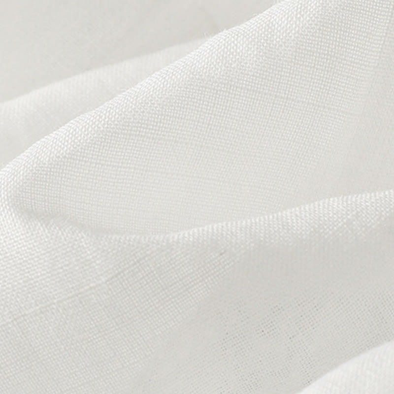 Koszula damska z bawełny i lnu Buddha Stones Casual Pure Color z okrągłym dekoltem i rękawami trzy czwarte - image 16