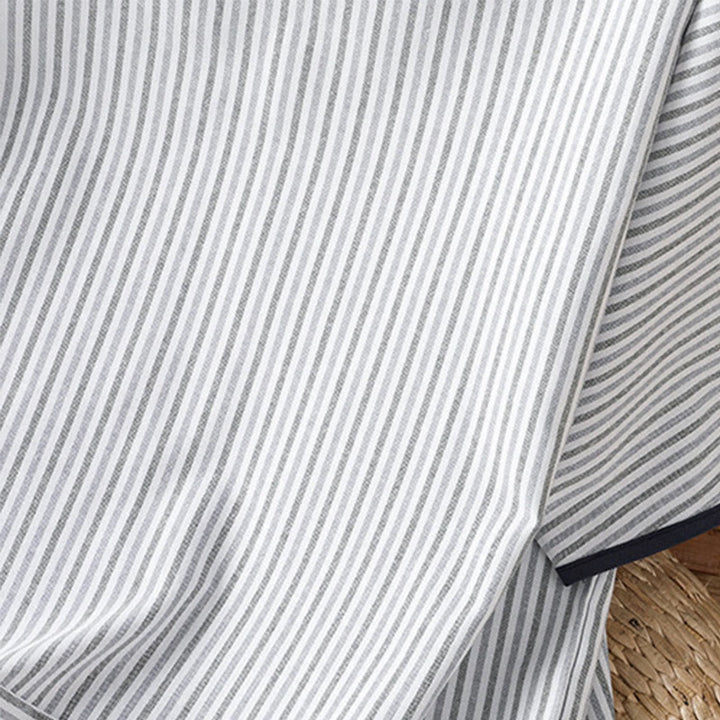 Koszula damska z krótkim rękawem i bawełny z okrągłym dekoltem i paskami Buddha Stones