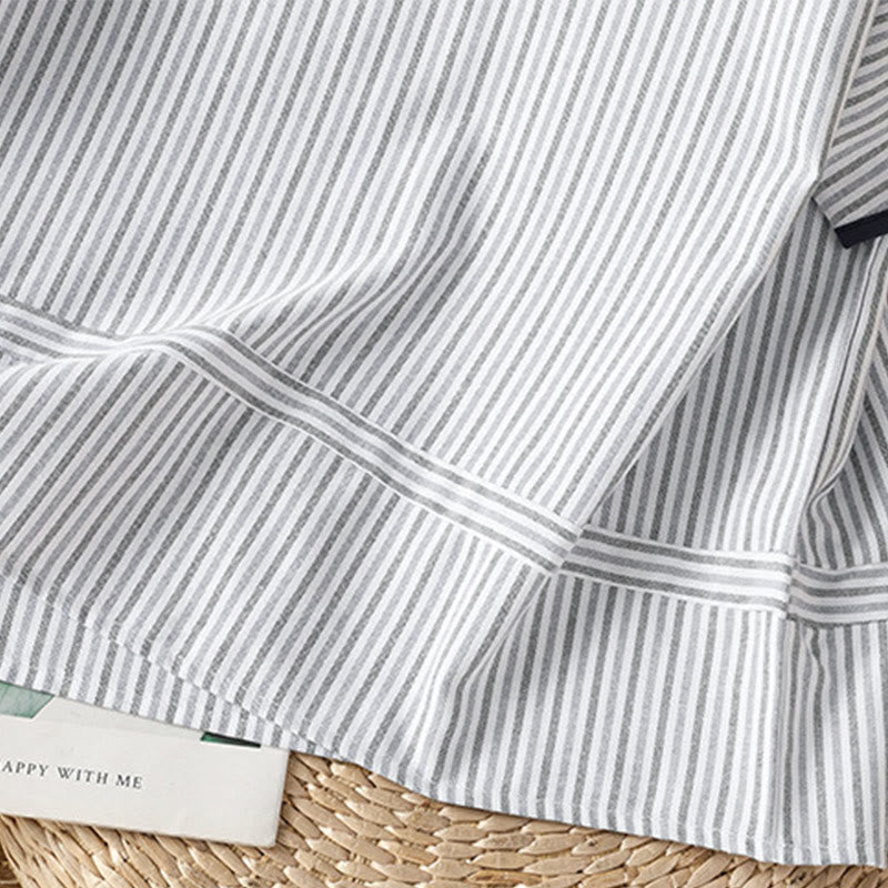 Koszula damska z krótkim rękawem i bawełny z okrągłym dekoltem i paskami Buddha Stones - image 5