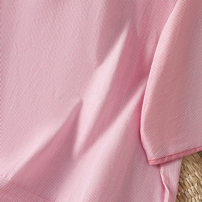 Koszula damska z krótkim rękawem i bawełny z okrągłym dekoltem i paskami Buddha Stones