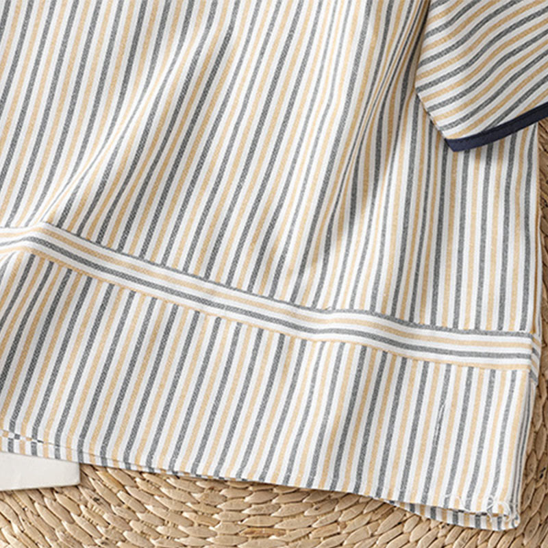 Koszula damska z krótkim rękawem i bawełny z okrągłym dekoltem i paskami Buddha Stones