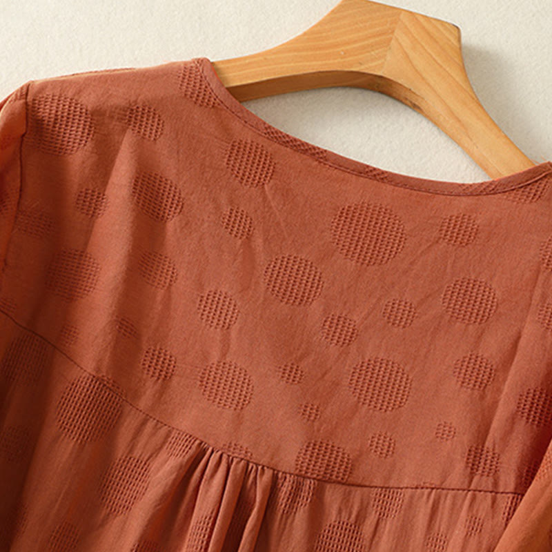 Koszula damska z krótkim rękawem i luźną bawełnianą luźną koszulą z okrągłym dekoltem i Buddha Stones - image 12