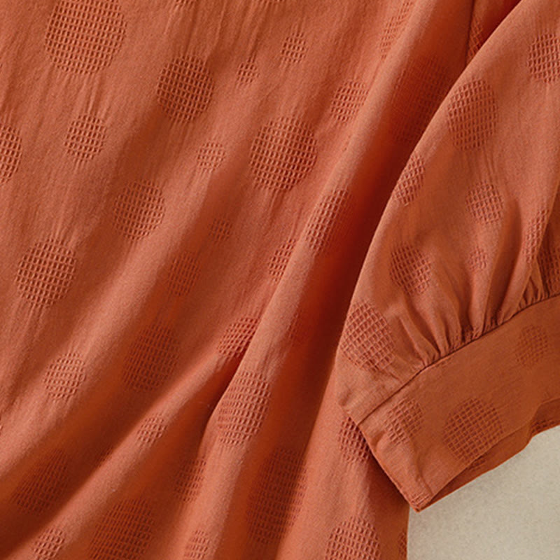 Koszula damska z krótkim rękawem i luźną bawełnianą luźną koszulą z okrągłym dekoltem i Buddha Stones - image 11