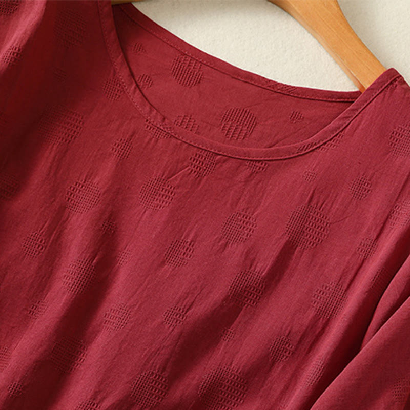 Koszula damska z krótkim rękawem i luźną bawełnianą luźną koszulą z okrągłym dekoltem i Buddha Stones - image 18