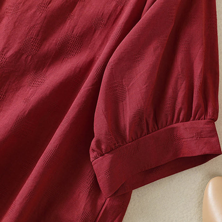 Koszula damska z krótkim rękawem i luźną bawełnianą luźną koszulą z okrągłym dekoltem i Buddha Stones - image 16