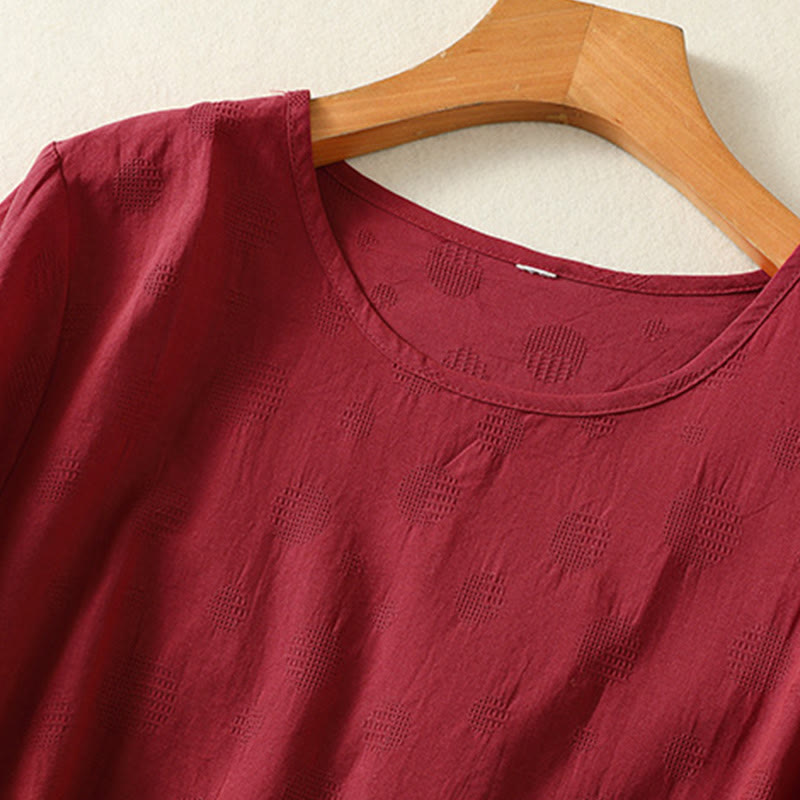 Koszula damska z krótkim rękawem i luźną bawełnianą luźną koszulą z okrągłym dekoltem i Buddha Stones - image 15