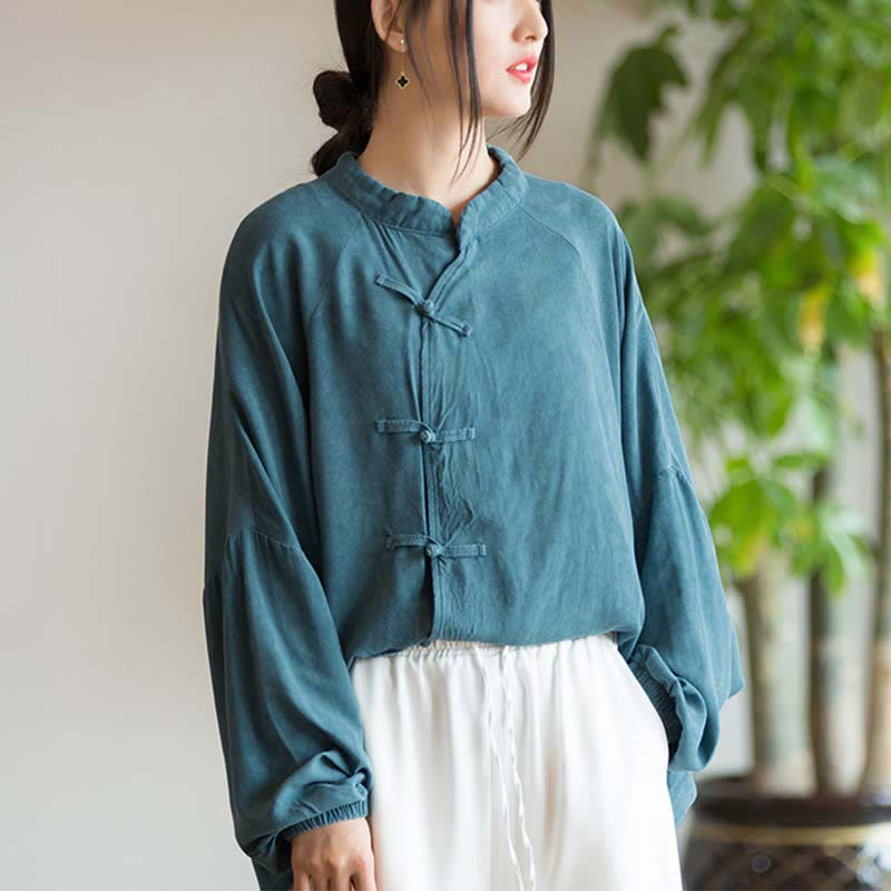 Koszula z długim rękawem i żabą z Buddha Stones, z guzikami, zen, tai chi, medytacja, kurtka Hanfu - image 4