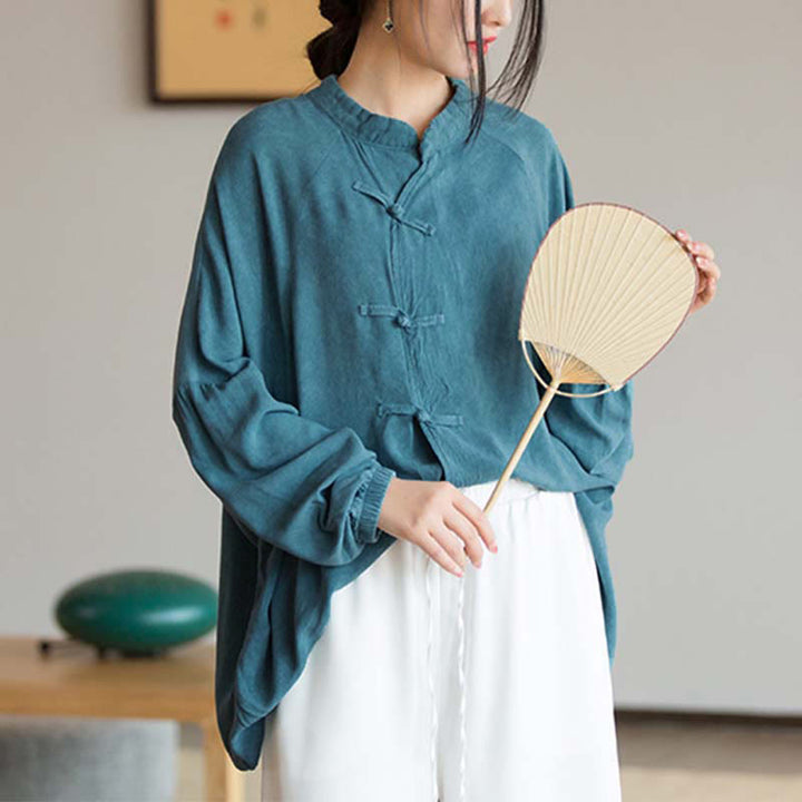 Koszula z długim rękawem i żabą z Buddha Stones, z guzikami, zen, tai chi, medytacja, kurtka Hanfu - image 10