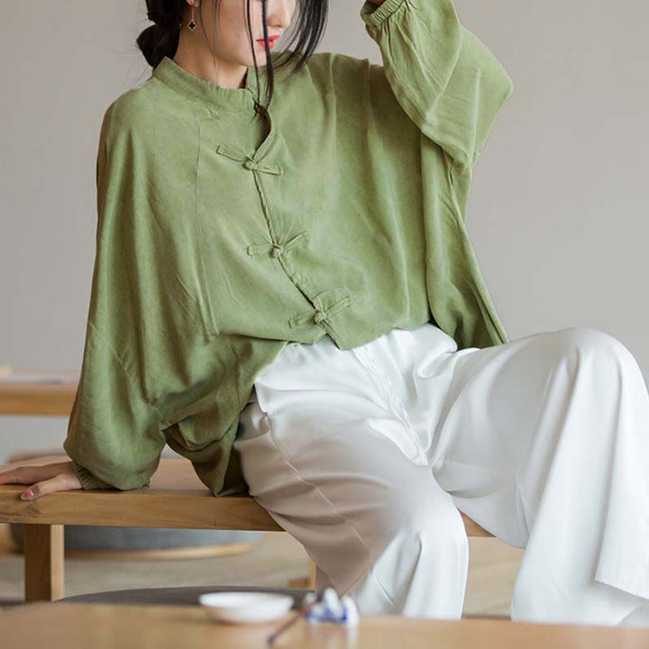 Koszula z długim rękawem i żabą z Buddha Stones, z guzikami, zen, tai chi, medytacja, kurtka Hanfu - image 15