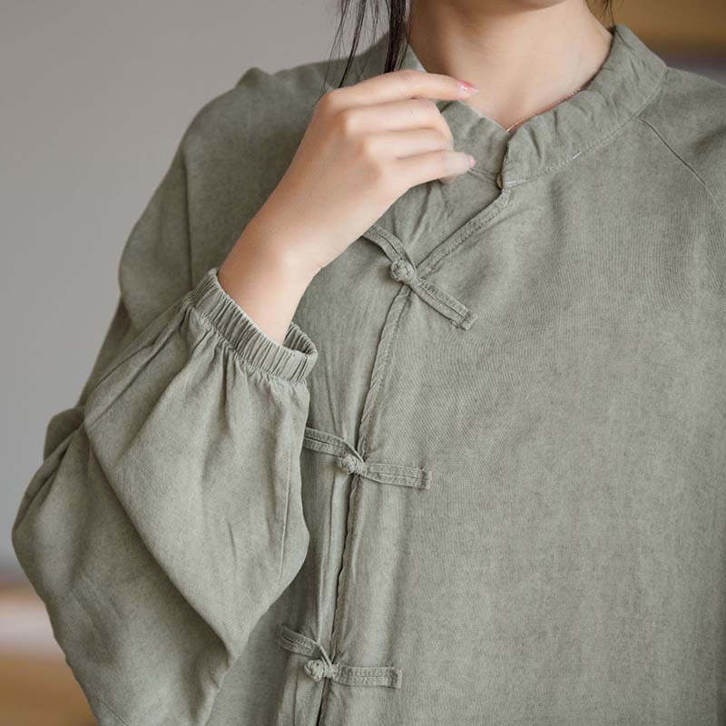 Koszula z długim rękawem i żabą z Buddha Stones, z guzikami, zen, tai chi, medytacja, kurtka Hanfu - image 23