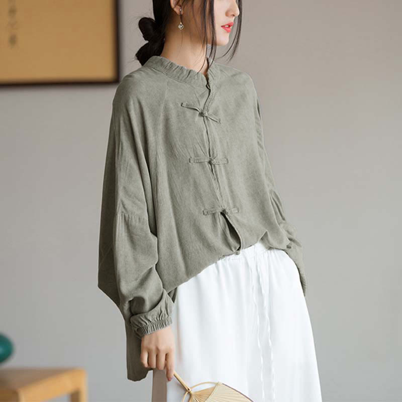 Koszula z długim rękawem i żabą z Buddha Stones, z guzikami, zen, tai chi, medytacja, kurtka Hanfu - image 18