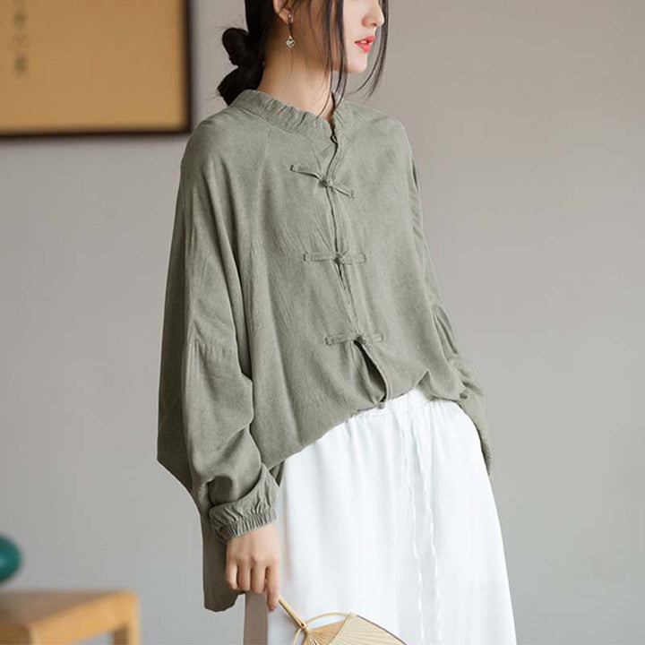 Koszula z długim rękawem i żabą z Buddha Stones, z guzikami, zen, tai chi, medytacja, kurtka Hanfu - image 18