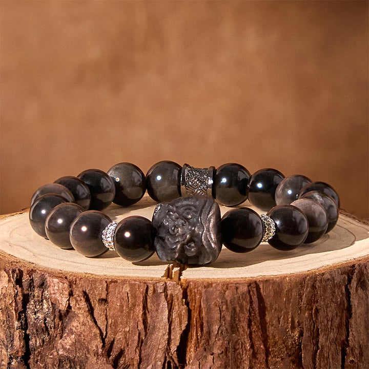 Bransoletka ochronna Buddha Stones Natural Silver Sheen Lion Dance