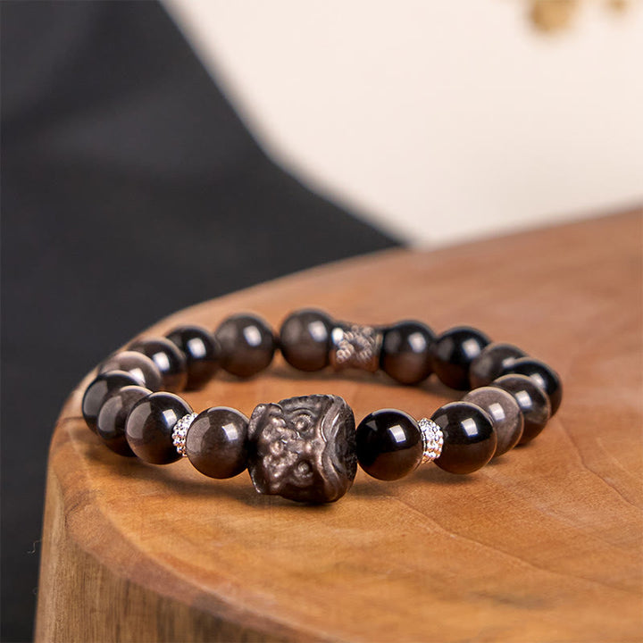 Bransoletka ochronna Buddha Stones Natural Silver Sheen Lion Dance