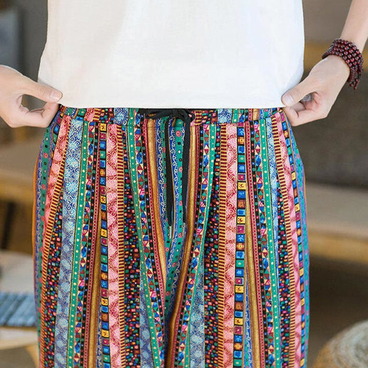 Kamienie Buddha Stones Bawełna Len Męskie Spodnie Harem Do Kostki Z Kieszeniami - image 28