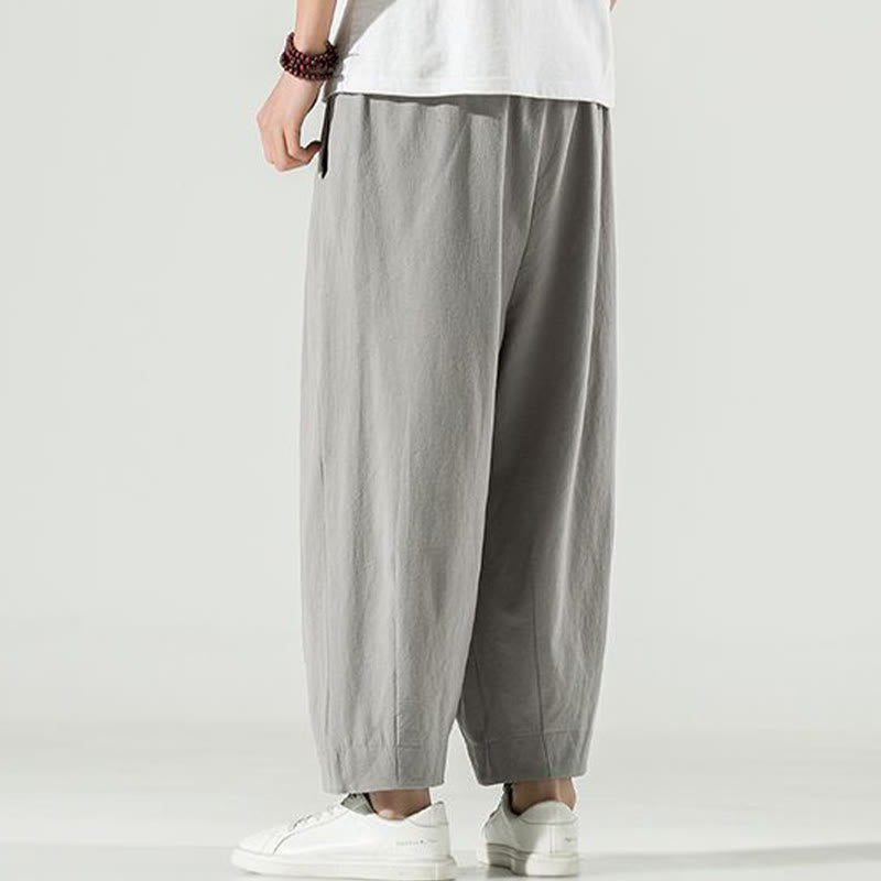 Męskie spodnie haremowe do kostek z motywem Buddha Stones w jednolitym kolorze z kieszeniami - image 10