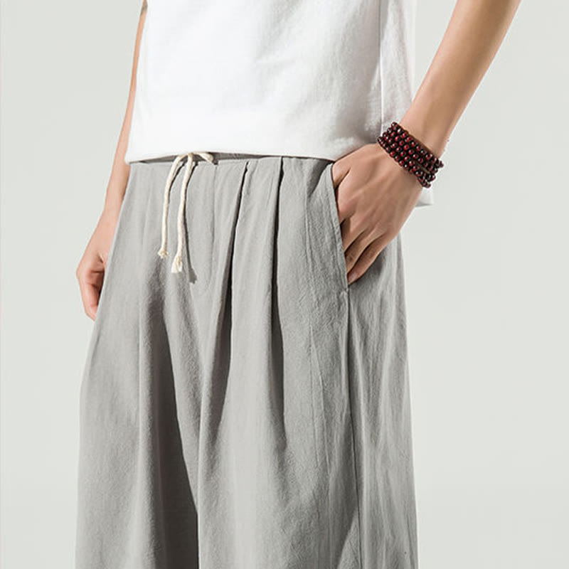 Męskie spodnie haremowe do kostek z motywem Buddha Stones w jednolitym kolorze z kieszeniami - image 18