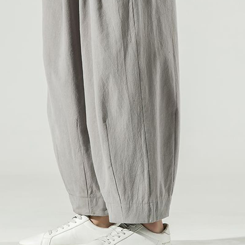 Męskie spodnie haremowe do kostek z motywem Buddha Stones w jednolitym kolorze z kieszeniami - image 19