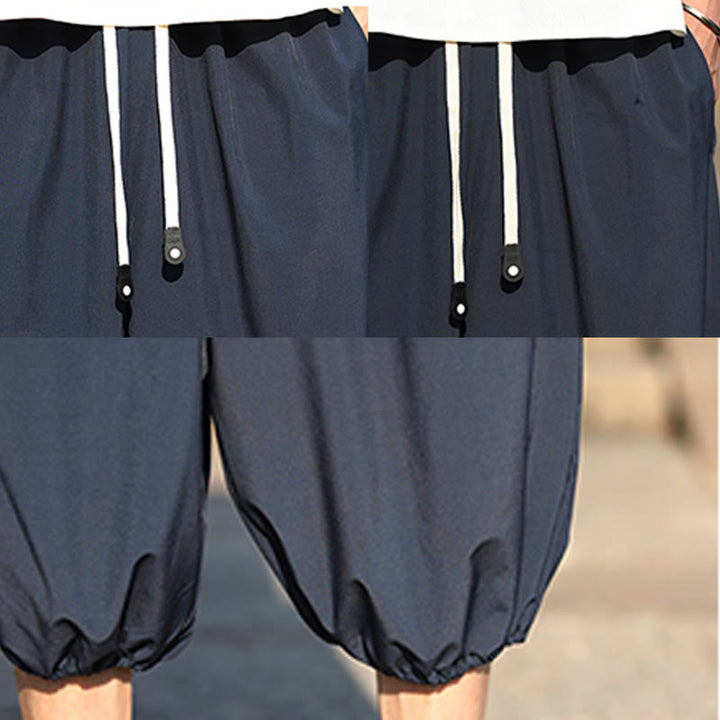 Spodnie haremowe męskie Capri z kieszeniami i ściągaczem Buddha Stones Solid Drawstring