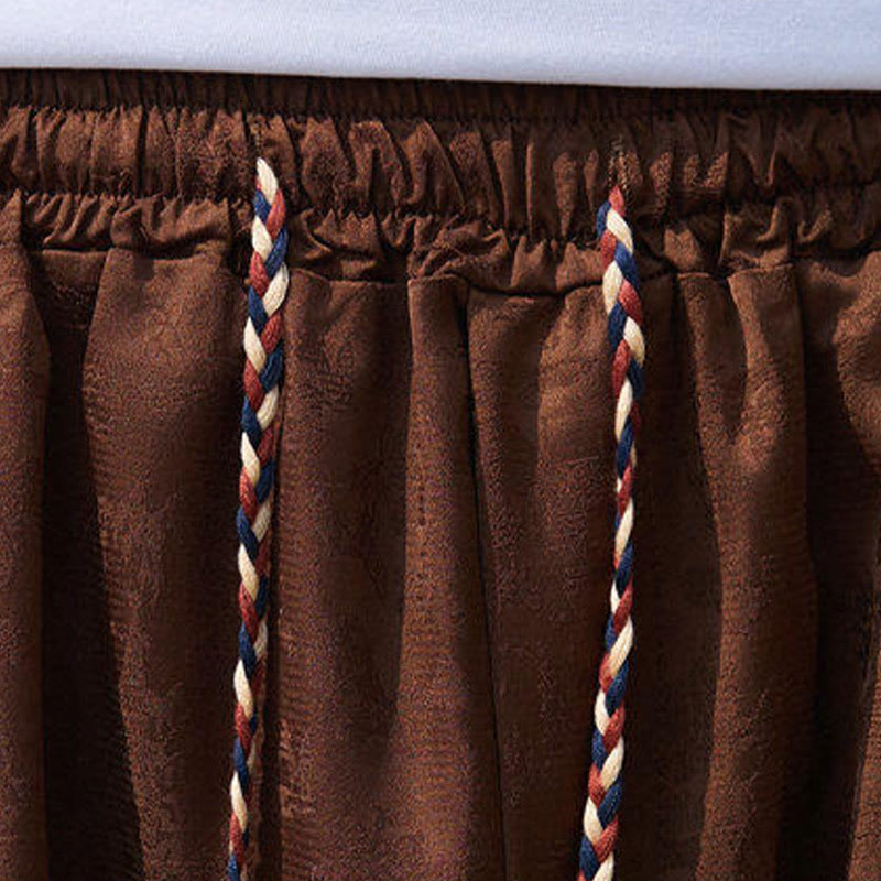 Buddha Stones Letni wzór haftu Spodnie ściągane sznurkiem męskie o długości 7-8 z kieszeniami - image 17