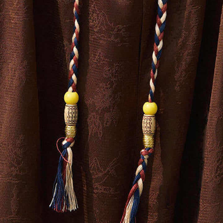 Buddha Stones Letni wzór haftu Spodnie ściągane sznurkiem męskie o długości 7-8 z kieszeniami - image 18