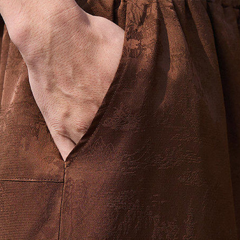 Buddha Stones Letni wzór haftu Spodnie ściągane sznurkiem męskie o długości 7-8 z kieszeniami - image 16