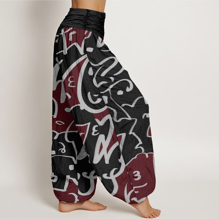 Buddha Stones Casual Zabawny Wzór Linii Doodl Damskie Spodnie Harem Elastyczna Talia - image 10