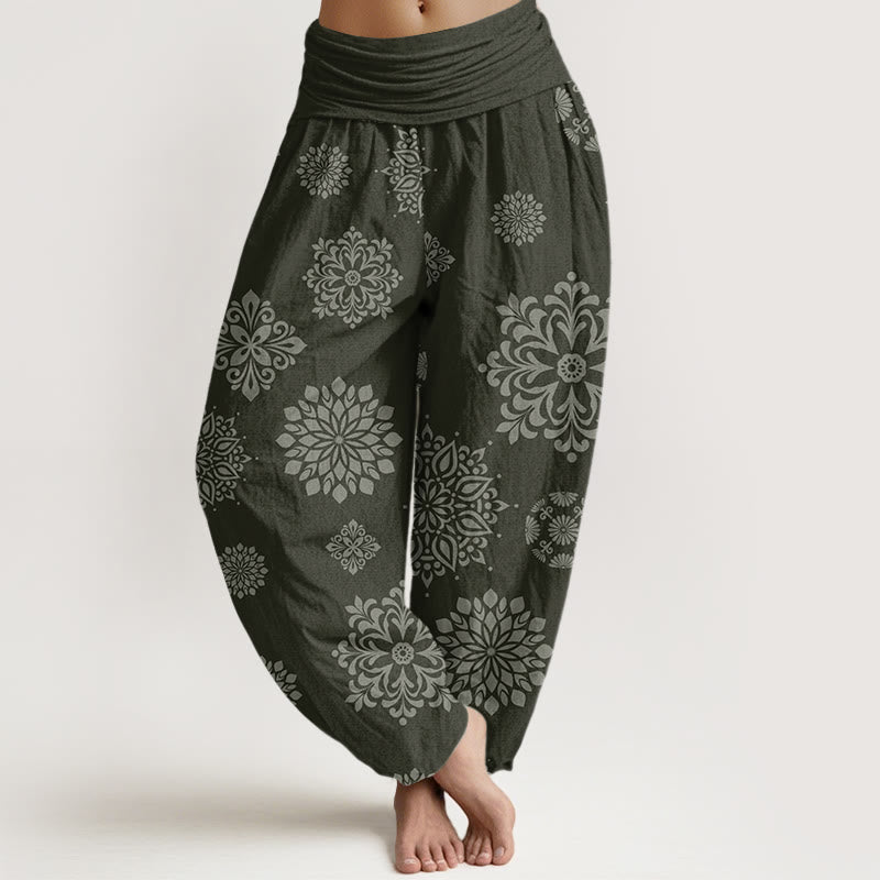 Buddha Stones, swobodny wzór mandali, damskie spodnie haremowe z elastyczną talią - DarkOliveGreen - US22, UK/AU26, EU54 (6XL) - image 8