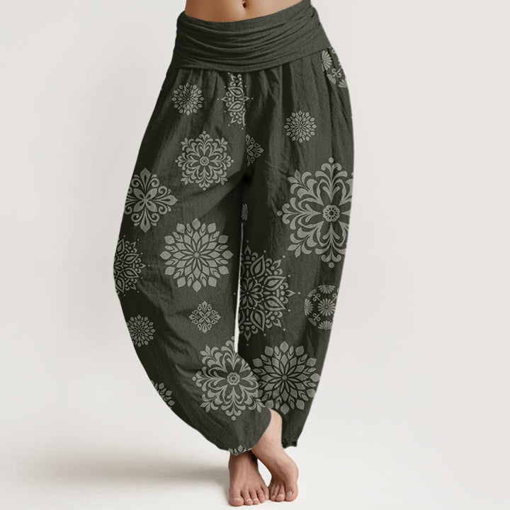 Buddha Stones, swobodny wzór mandali, damskie spodnie haremowe z elastyczną talią - DarkOliveGreen - US22, UK/AU26, EU54 (6XL) - image 8