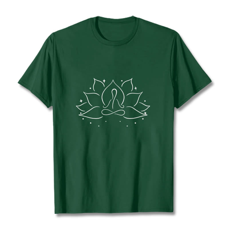Koszulka z nadrukiem Buddha Stones Lotosu Medytacyjna Pozycja Jogi T-shirt - ForestGreen - 2XL - image 0