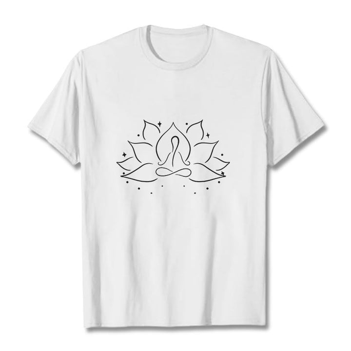 Koszulka z nadrukiem Buddha Stones Lotosu Medytacyjna Pozycja Jogi T-shirt - Biały - 2XL - image 7