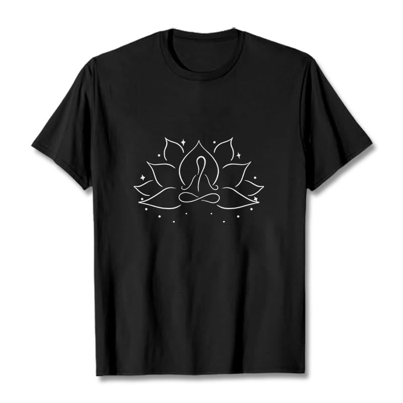 Koszulka z nadrukiem Buddha Stones Lotosu Medytacyjna Pozycja Jogi T-shirt - Czarny - 2XL - image 3