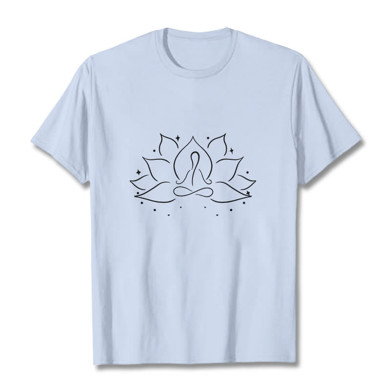 Koszulka z nadrukiem Buddha Stones Lotosu Medytacyjna Pozycja Jogi T-shirt - Jasnoniebieski - 2XL - image 18