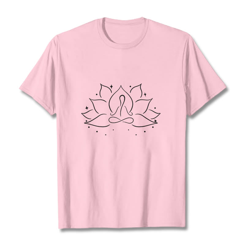 Koszulka z nadrukiem Buddha Stones Lotosu Medytacyjna Pozycja Jogi T-shirt - Jasnoróżowy - 2XL - image 12