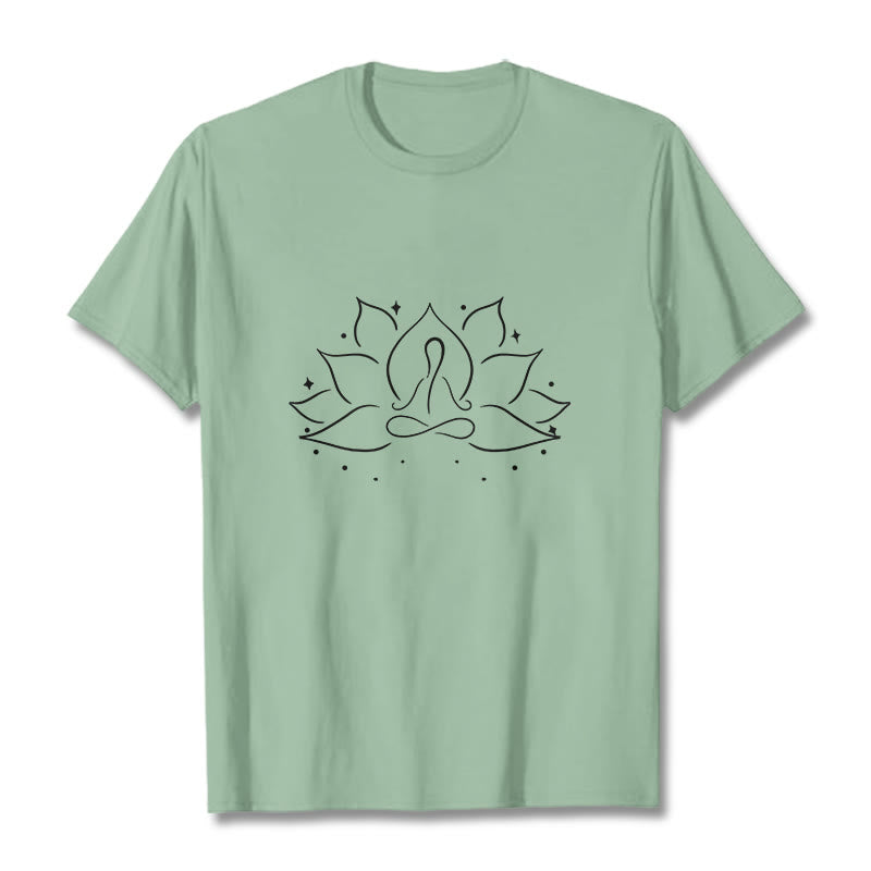 Koszulka z nadrukiem Buddha Stones Lotosu Medytacyjna Pozycja Jogi T-shirt - PaleGreen - 2XL - image 14
