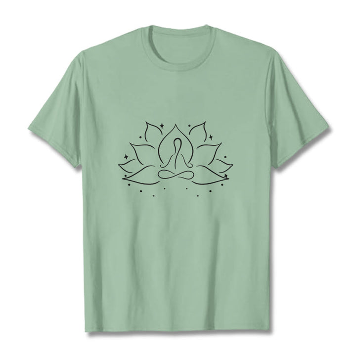 Koszulka z nadrukiem Buddha Stones Lotosu Medytacyjna Pozycja Jogi T-shirt - PaleGreen - 2XL - image 14