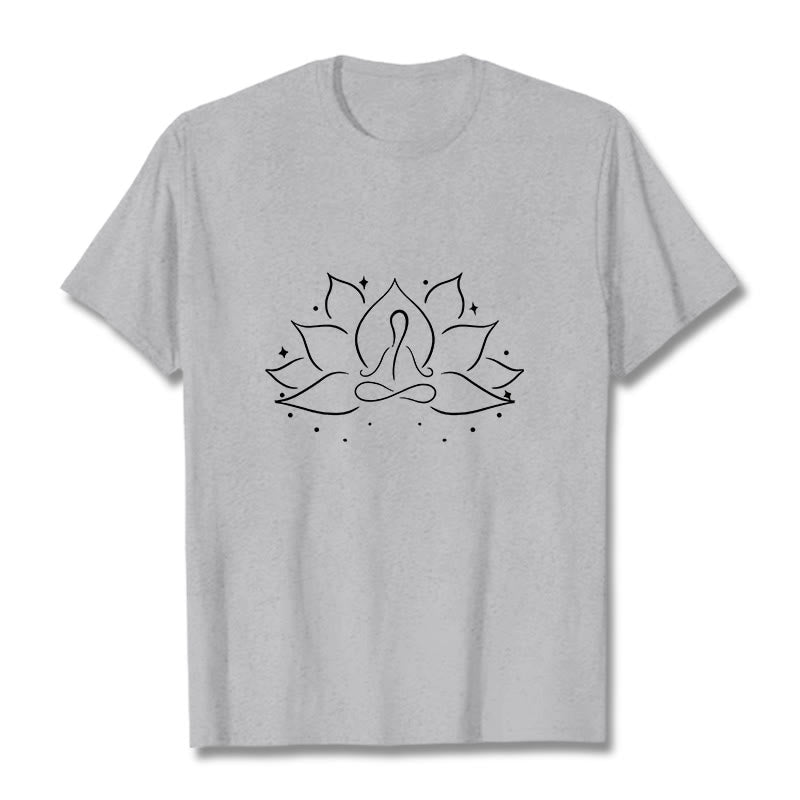 Koszulka z nadrukiem Buddha Stones Lotosu Medytacyjna Pozycja Jogi T-shirt - Jasnoszary - 2XL - image 19