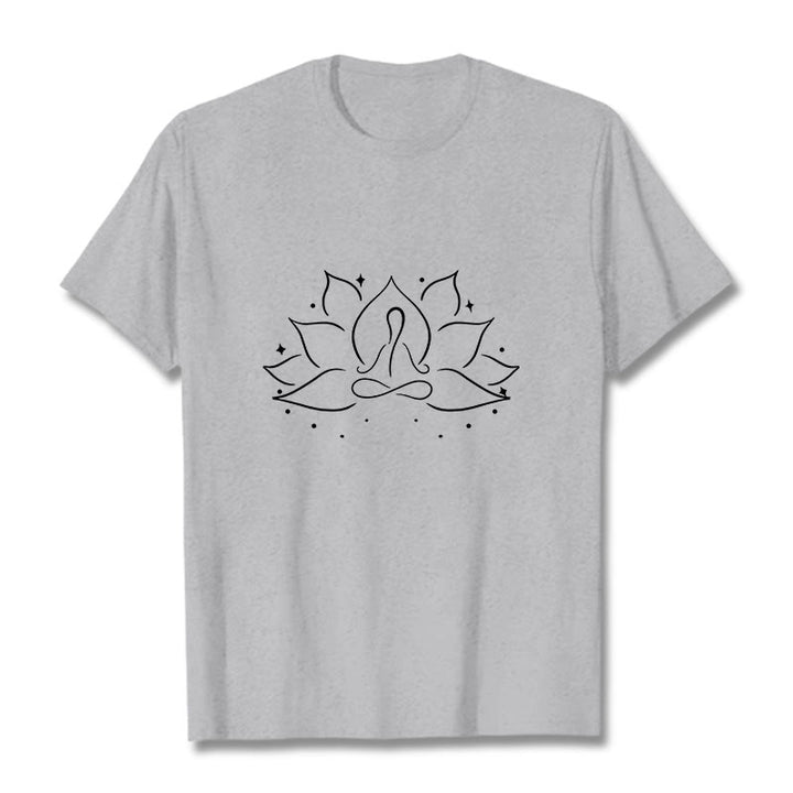 Koszulka z nadrukiem Buddha Stones Lotosu Medytacyjna Pozycja Jogi T-shirt - Jasnoszary - 2XL - image 19