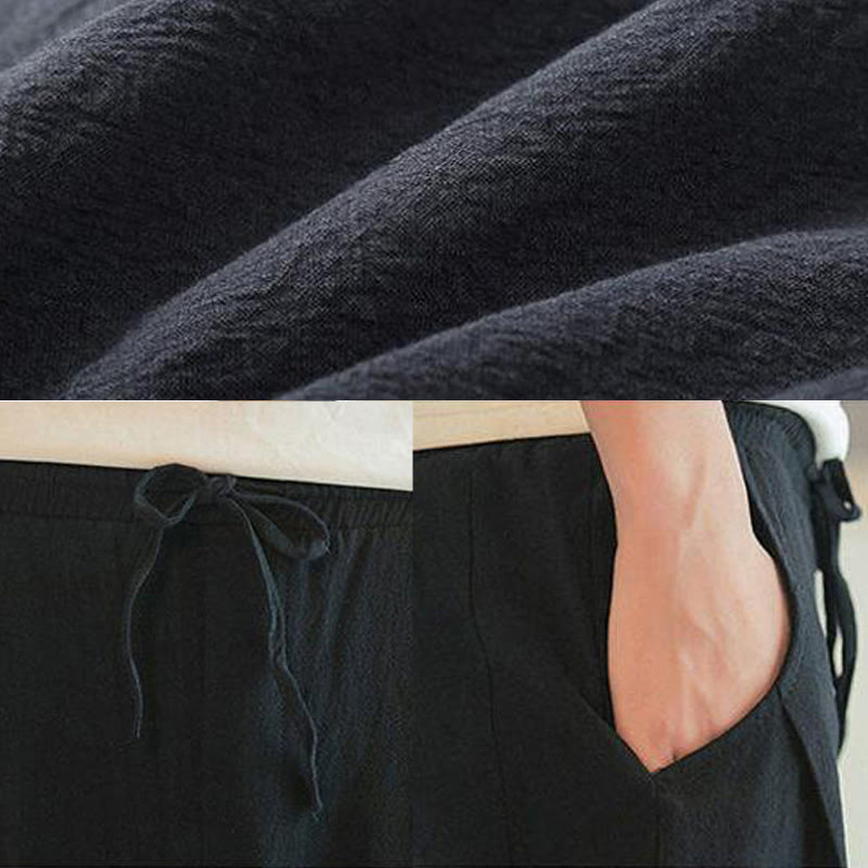 Kamienie Buddha Stones Haft Bawełna Męskie Spodnie Harem Skrócone Z Kieszeniami - image 31